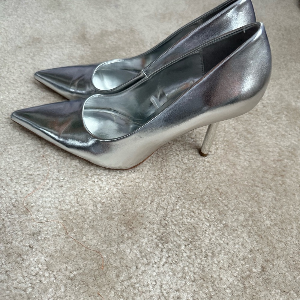 Zara Metallic Silver Heels